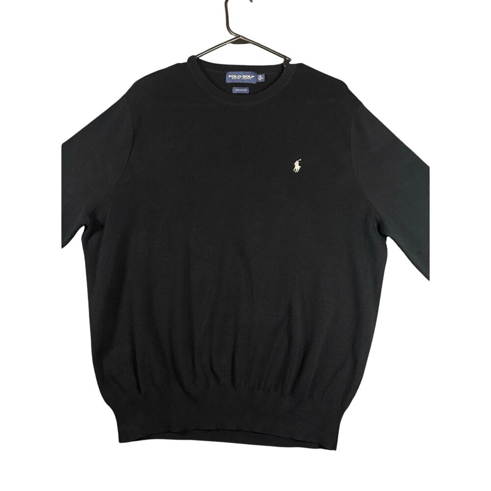 Polo Golf Ralph Lauren Men's L Black 100% Cotton Crewneck Sweater